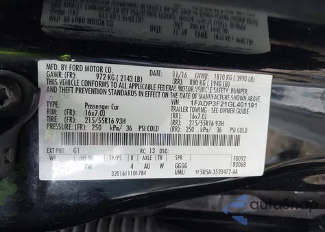 2016 Ford Focus Se z USA, uszkodzony, nr VIN 1FADP3F21GL401191